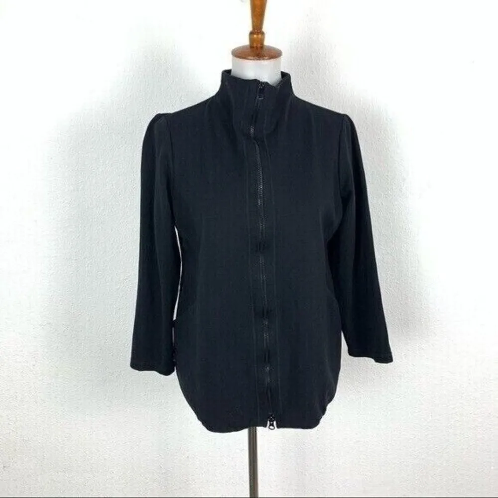 Eileen Fisher Black Zip Front Stand Collar Long Sleeve Jacket Modern Fit Medium - Image 8