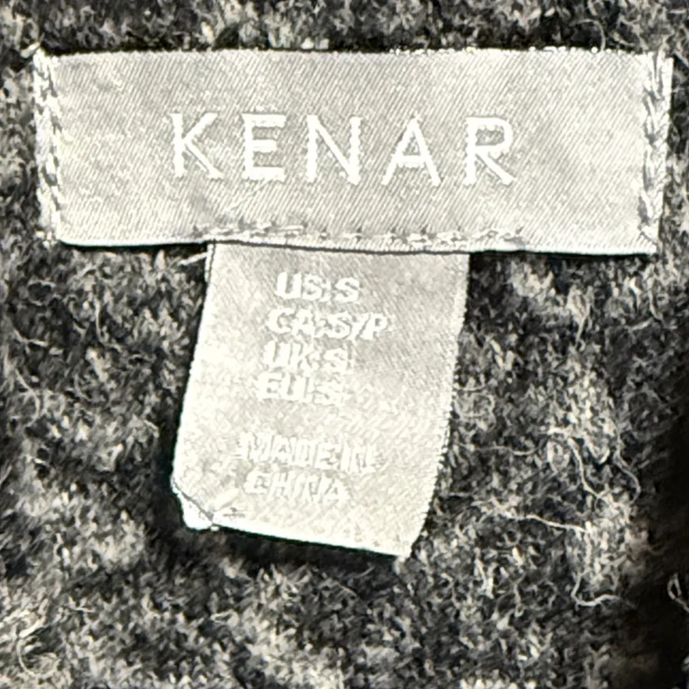 KENAR Women's Black Grey Leopard Print Asymmetrical Drape Cardigan Sweater Small - Image 3