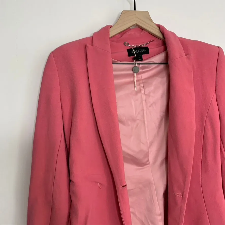 Saloni Maxima Double Breasted Belted Crepe Blazer Size 0 Pink Womens - Image 7