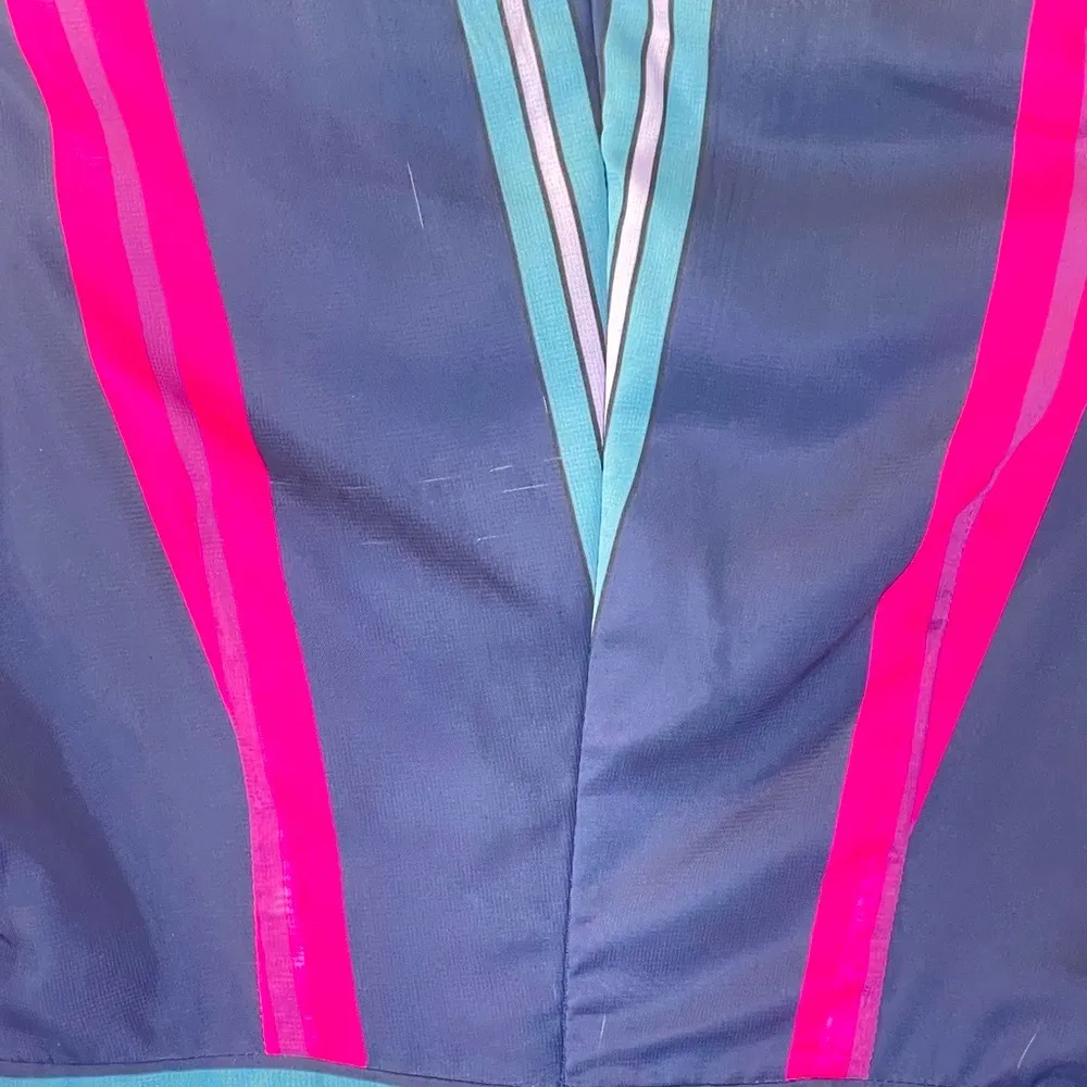 L'ATISTE MULTI COLOR STRIPE ANS FLORAL CHIFFON ROSY MAXI DRESS SIZE: M PINK BLUE - Image 9