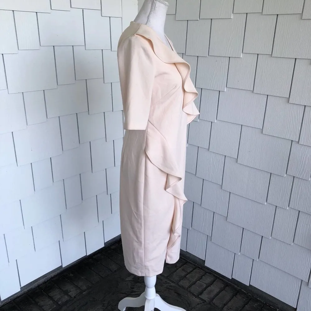 Calvin Klein Women's Pink Surplice V-Neck Half Sleeve Ruffle Cocktail Dress sz 4 - Image 4