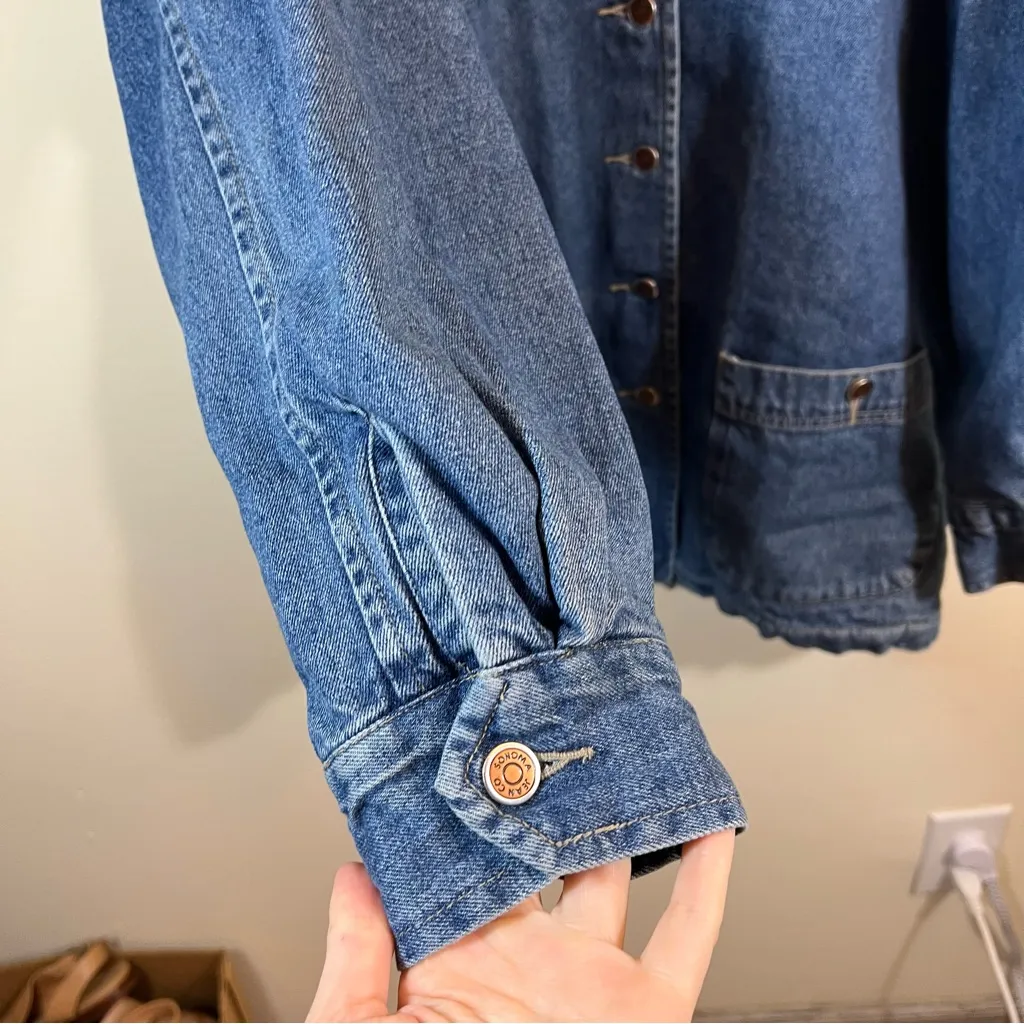Vintage 90s Sonoma Denim Corduroy Collar Chore Barn Jacket Women’s XL - Image 8