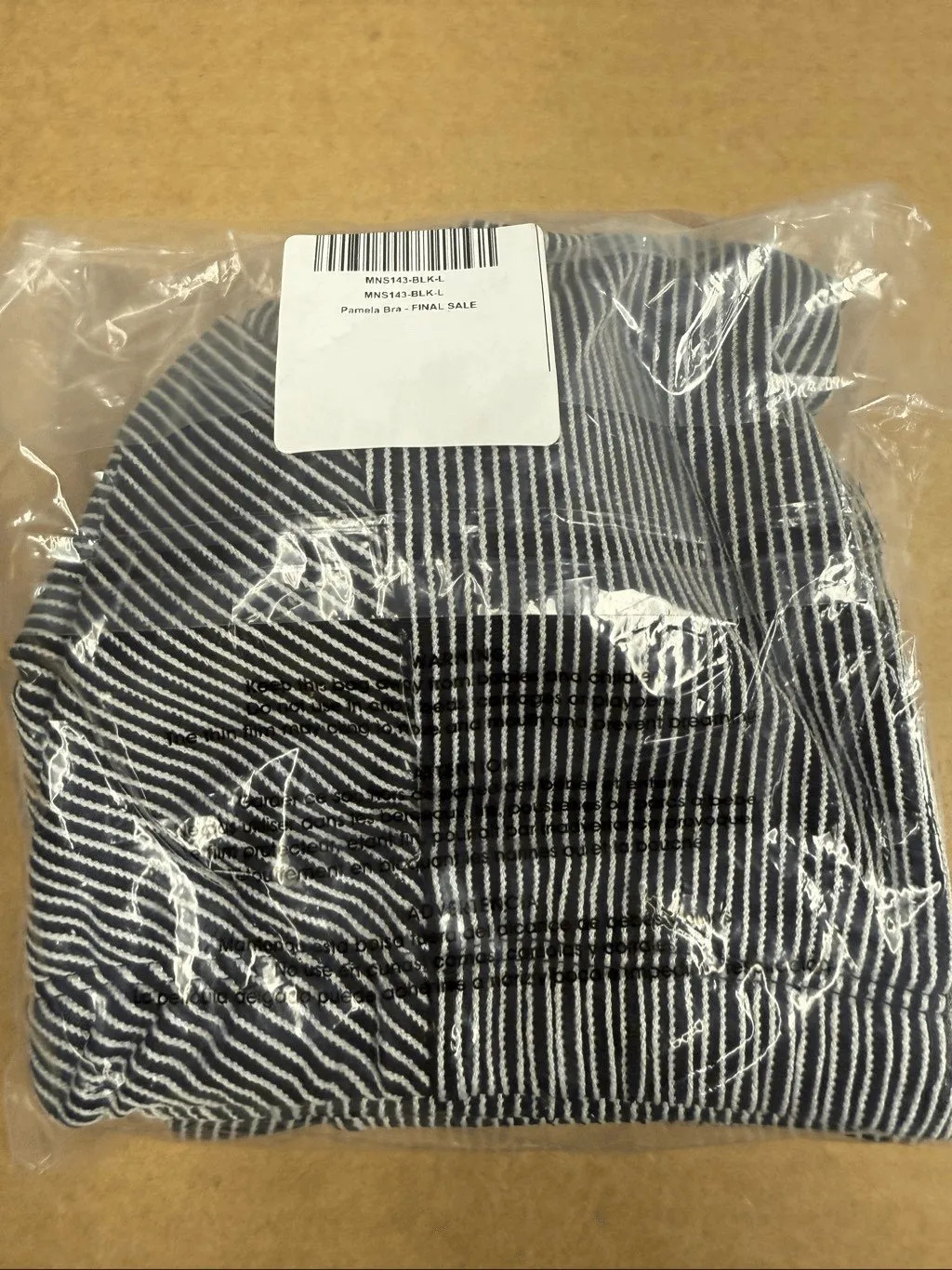 New Gigi C Pamela Black White Mini Stripe Sports Bra L Size L - Image 4