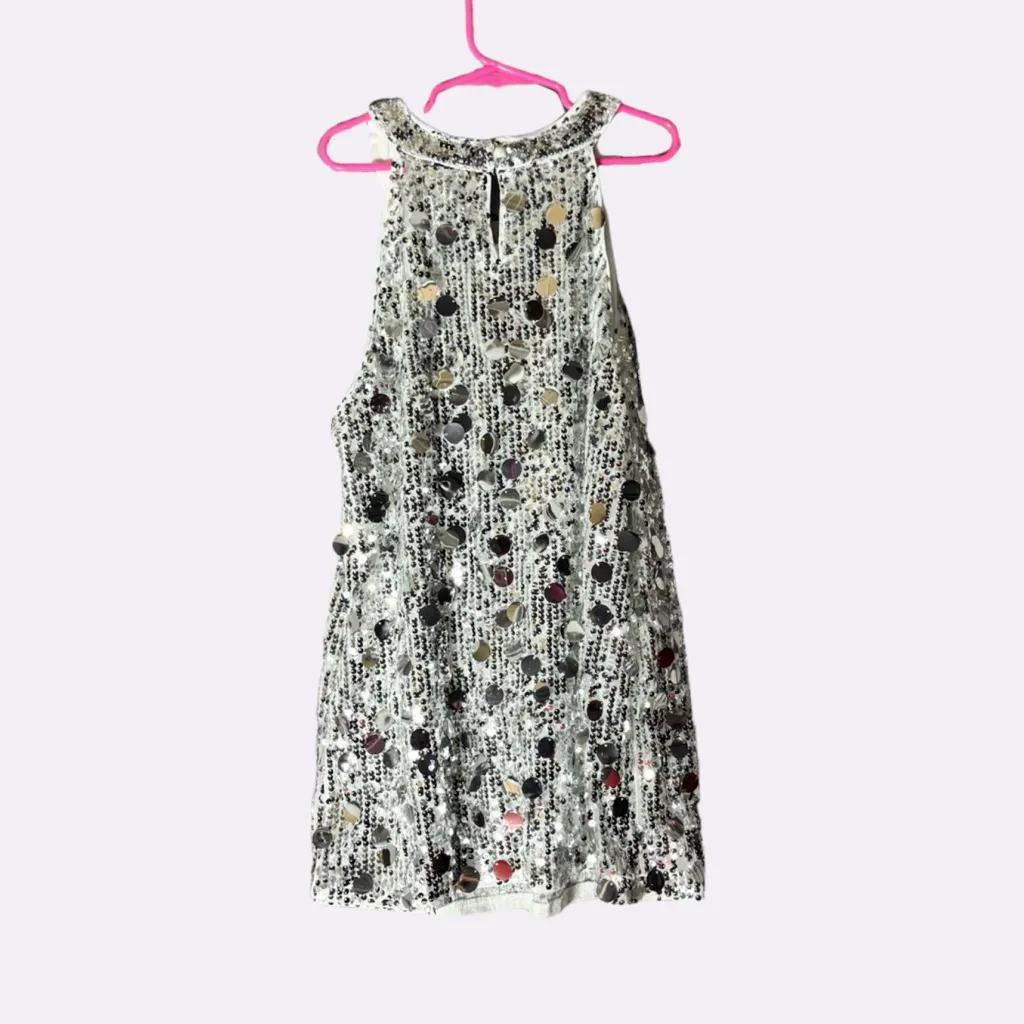 NWT GRACE KARIN Silver Halter Sequin Tank Top - Medium - Image 5