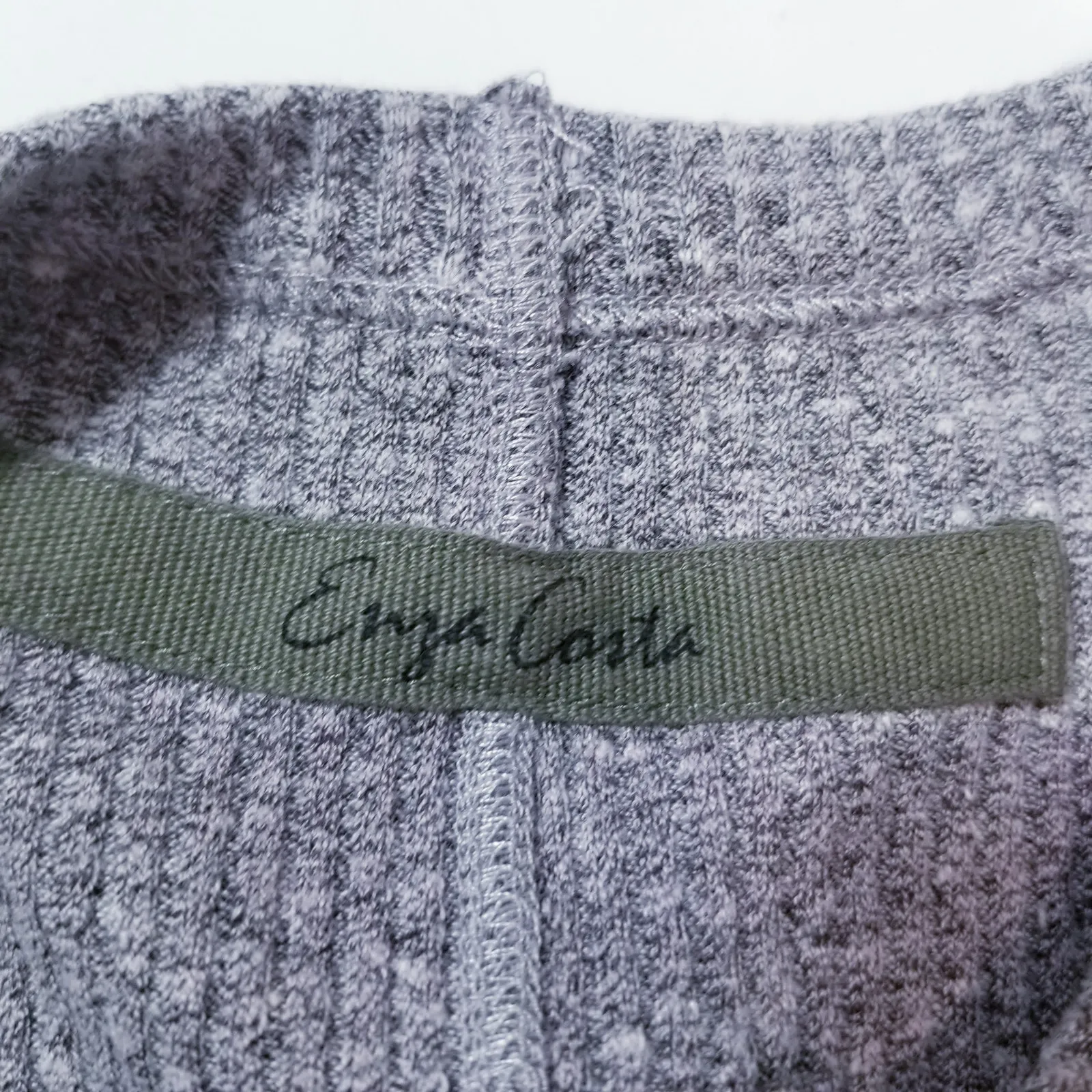 Enzo Costa Ribbed Knit Mini Dress Sleeveless Crewneck Gray Size M - Image 2