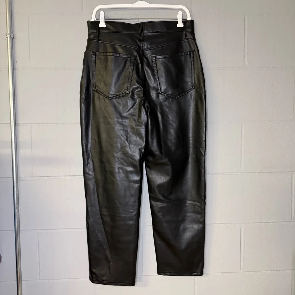 NWT Abercrombie & Fitch The Ankle Straight Ultra High Rise in Leather Sz 12/31 - Image 8