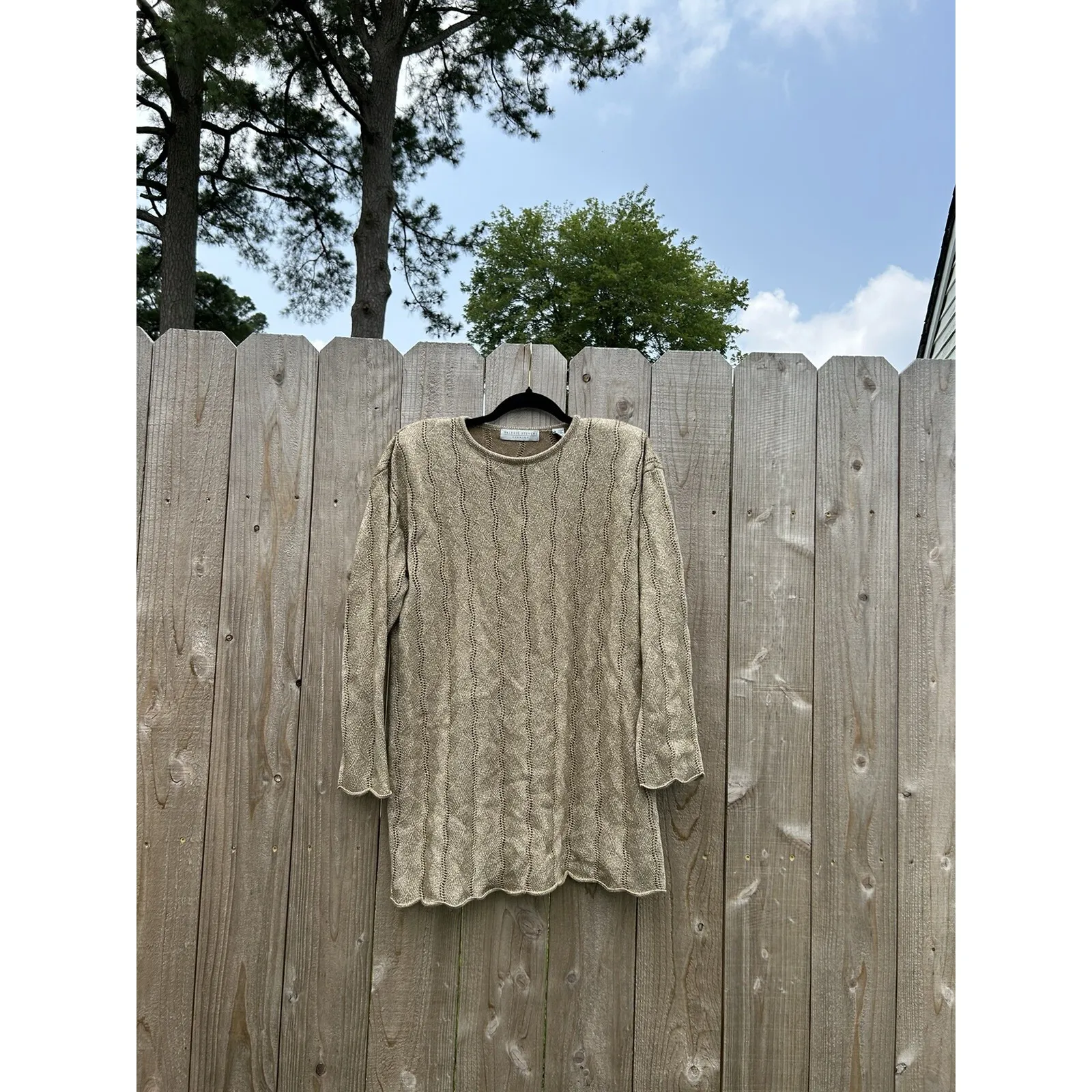 VINTAGE VALERIE‎ STEVENS EVENING SPARKLING METALLIC GOLD WOOL SWEATER LARGE - Image 3