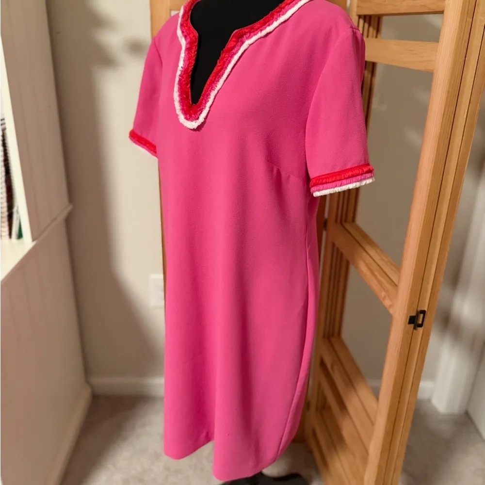 Trina Turk Shangri La Vibrant Pink Fringe Sheath Dress - Image 6