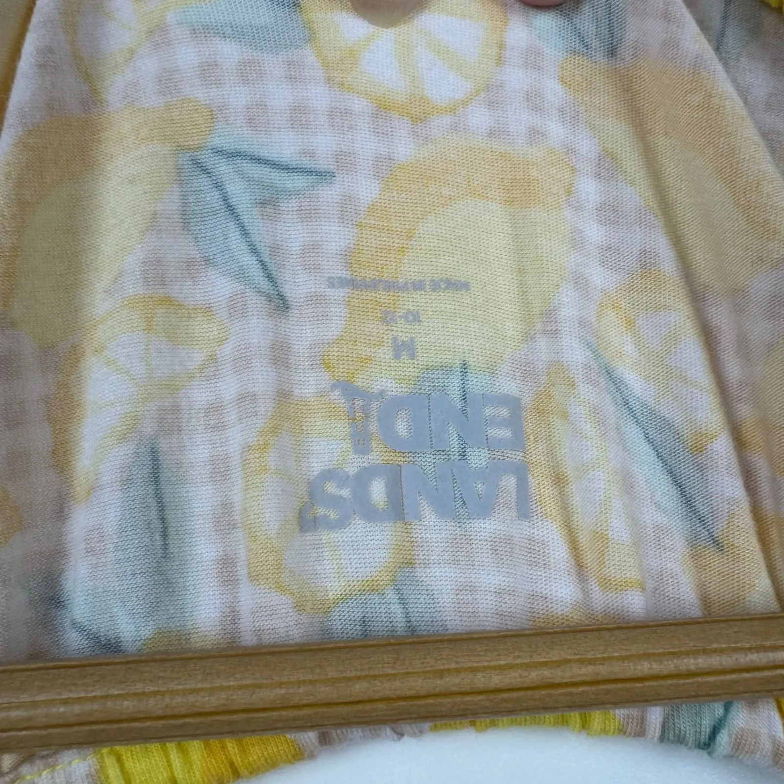 Lands End Womens Lemon Tunic Top Medium‎ Yellow Gingham Fruit Cottagecore Summer - Image 4