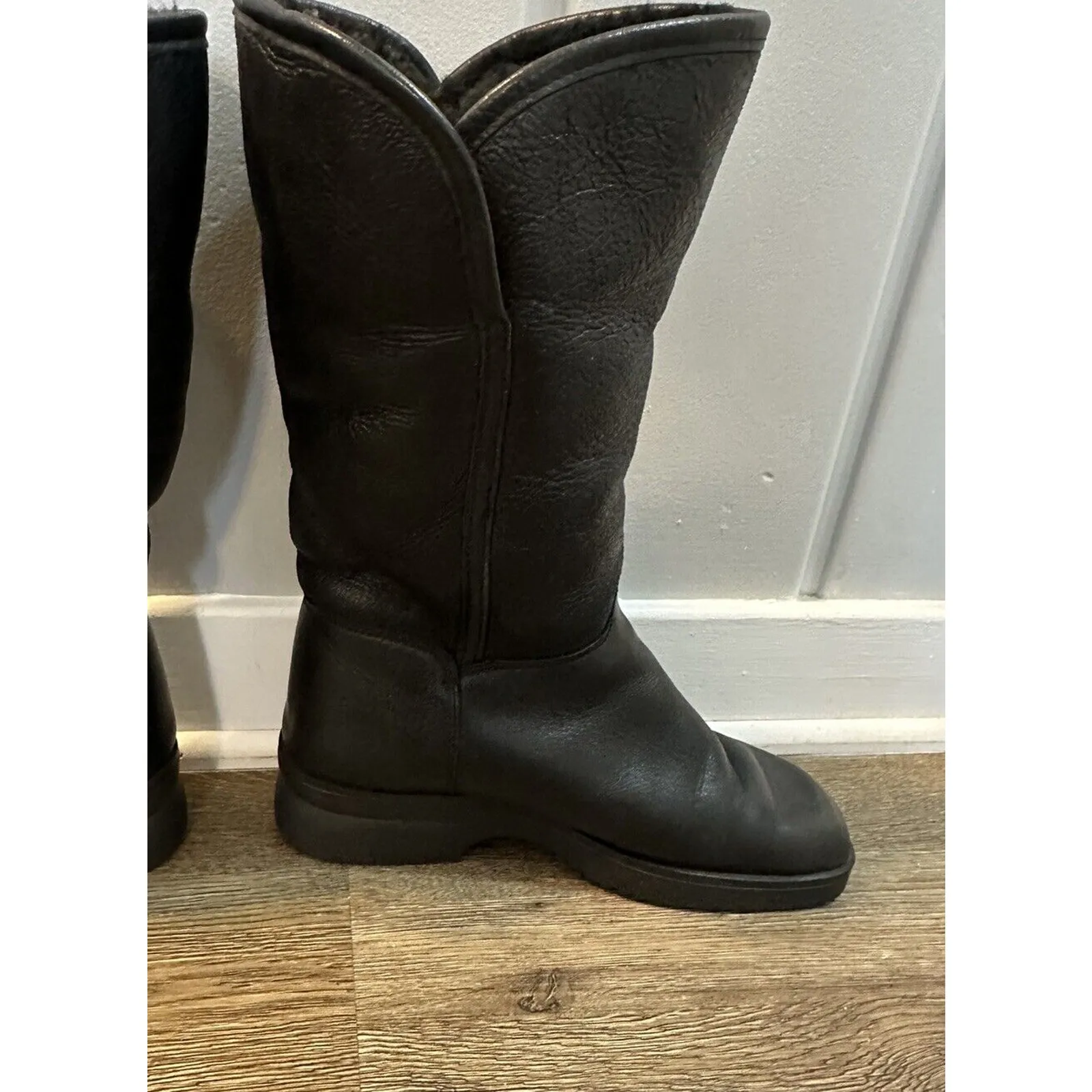 Santana Canada Boots Womens Size8.5M Black Leather Sheepskin Winter Warm Vintage Size 8.5 - Image 6