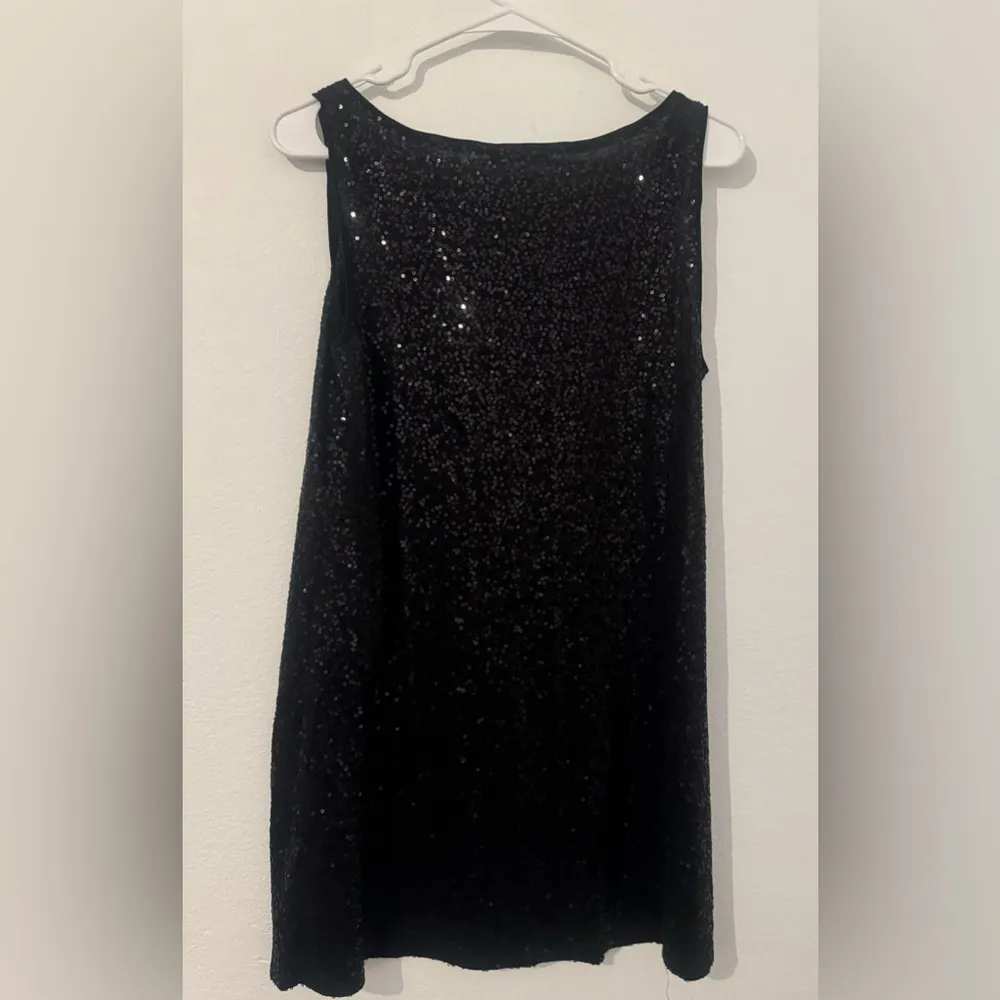 Eileen Fisher Silk All Over Sequin Mini Dress LBD Party NYE Festive Size Medium - Image 3