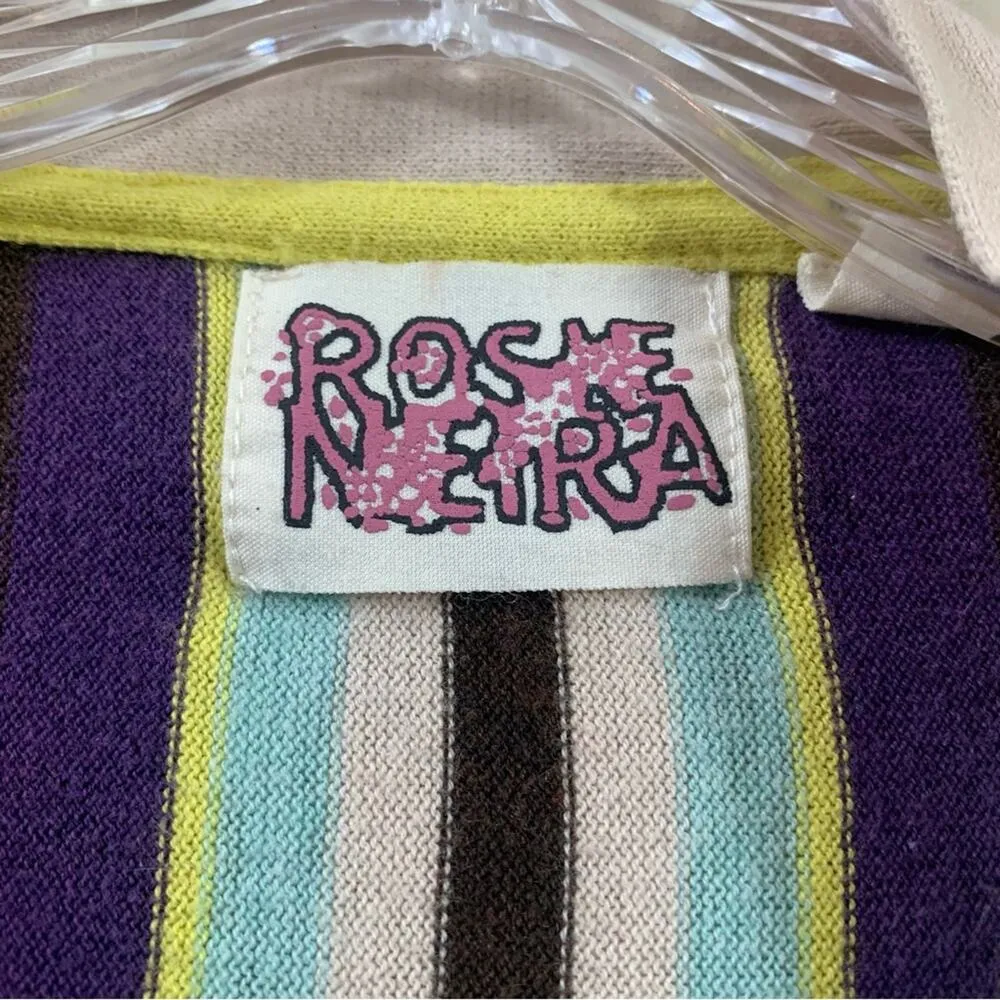 Anthropologie Rosie Neira Striped Cream/Burgundy Cardigan - Image 2