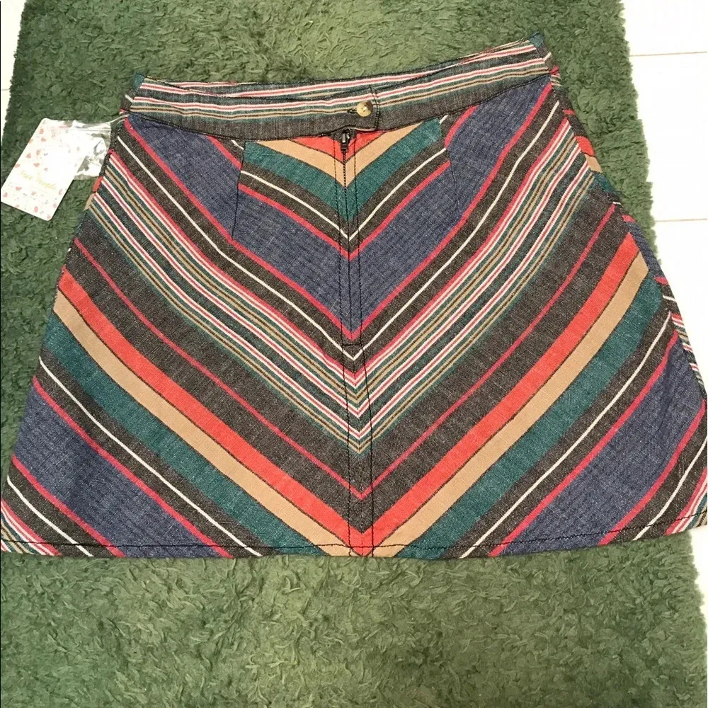 NWT FREE PEOPLE YOURS TRULY CHEVRON MINI SKIRT - Image 4