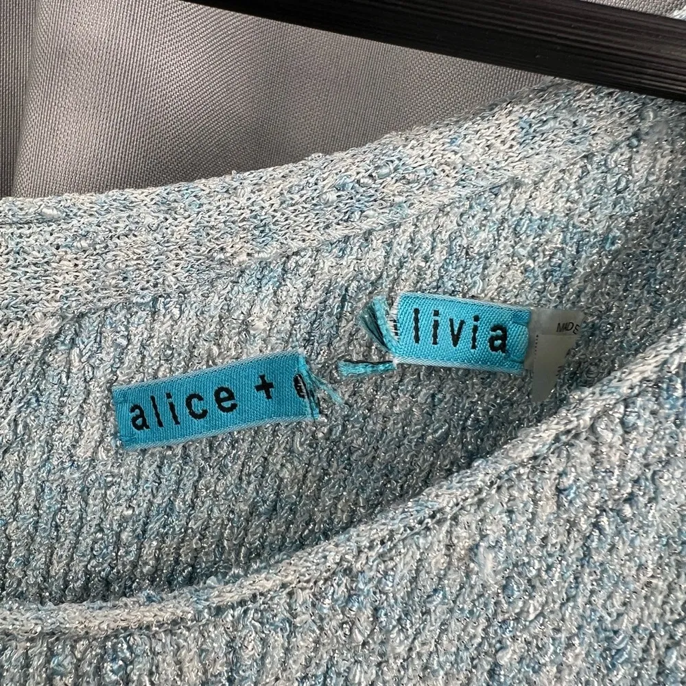 Alice + Olivia Sweater Dress Blue Sleeveless Maxi Skirt Metallic Sparkle Small - Image 3