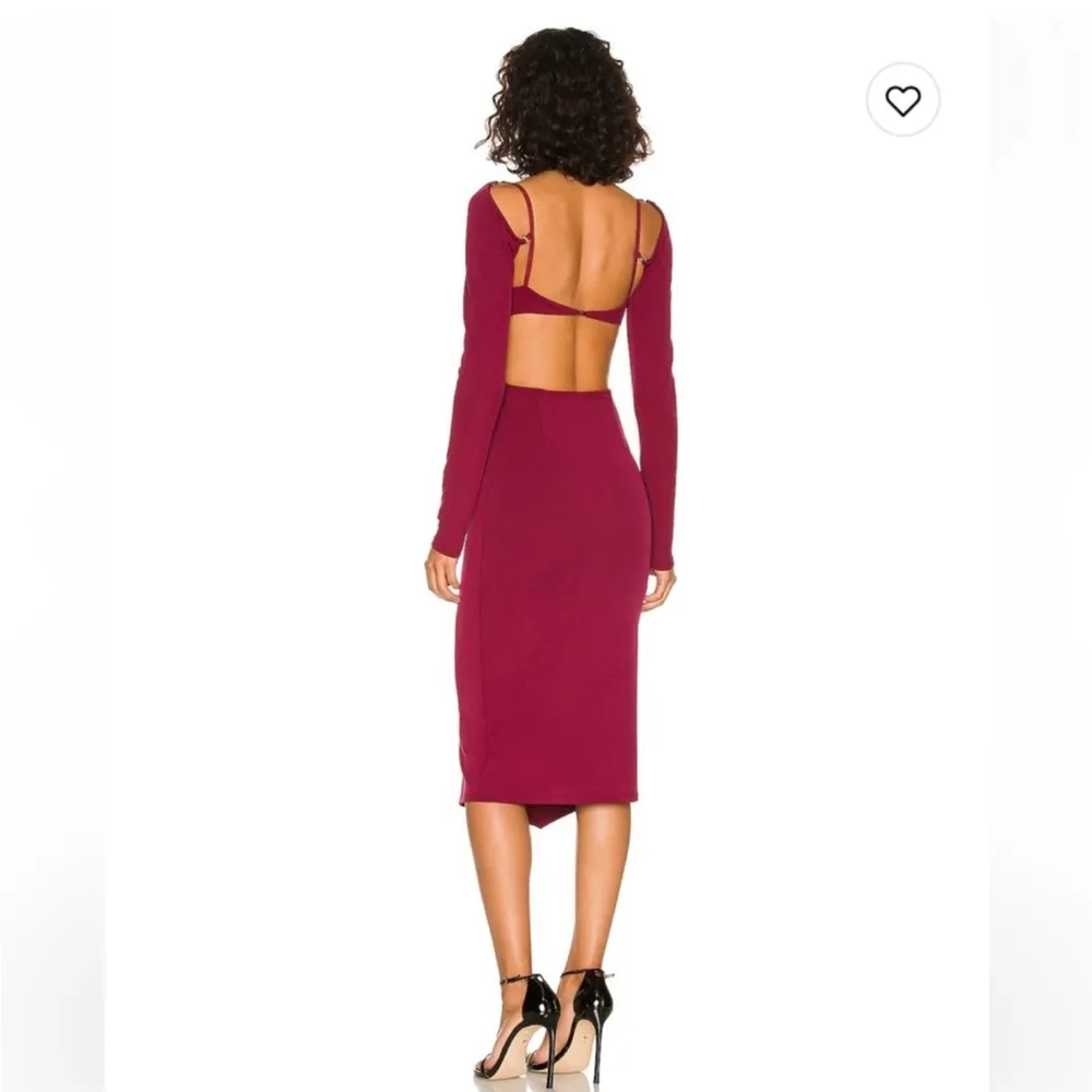 NWT NBD Riven Midi Dress Small Burgundy Long Sleeve Bustier Party Valentines - Image 2