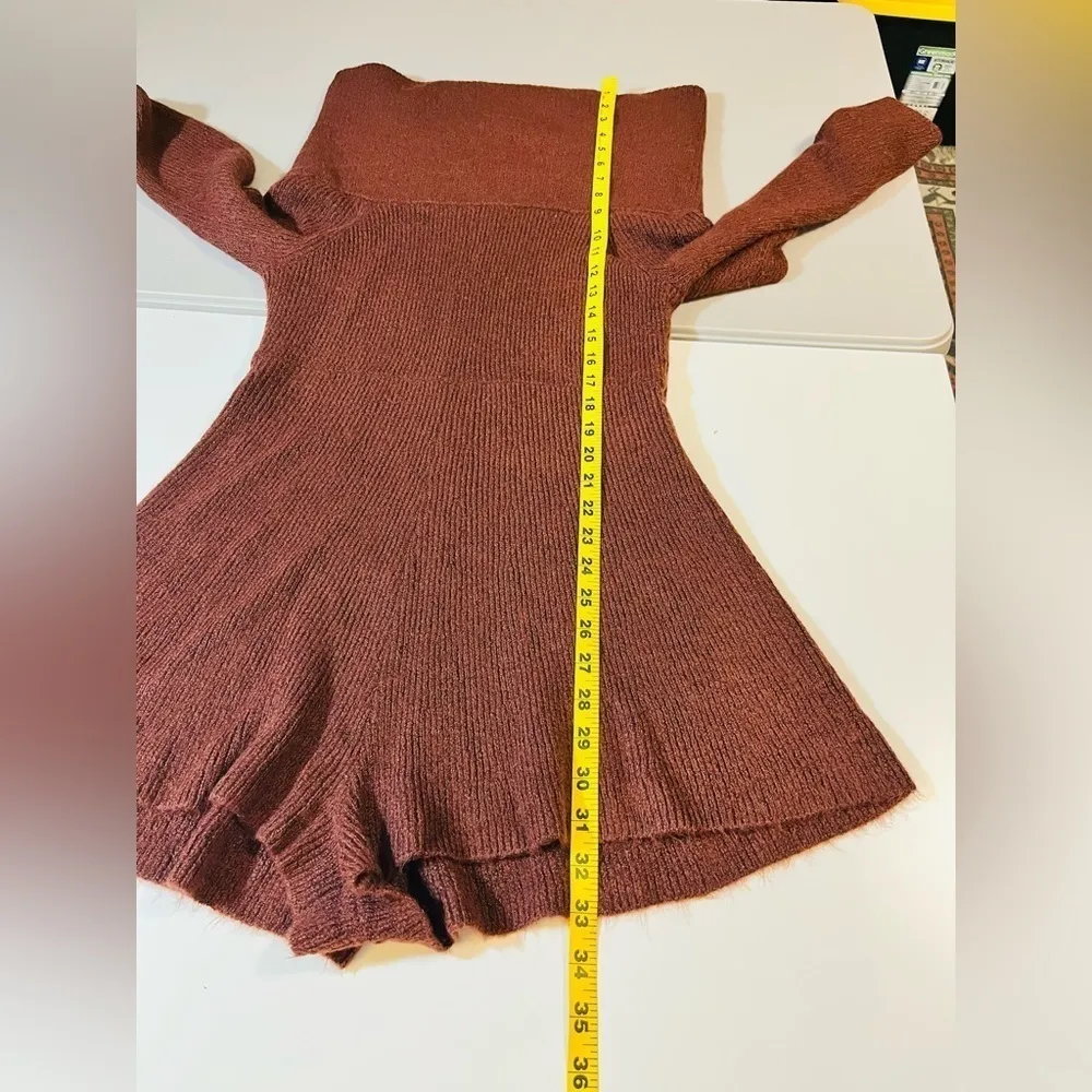 Grace Off-the-Shoulder Knit Romper in Dark Brown Large NWOT $59 - Image 7