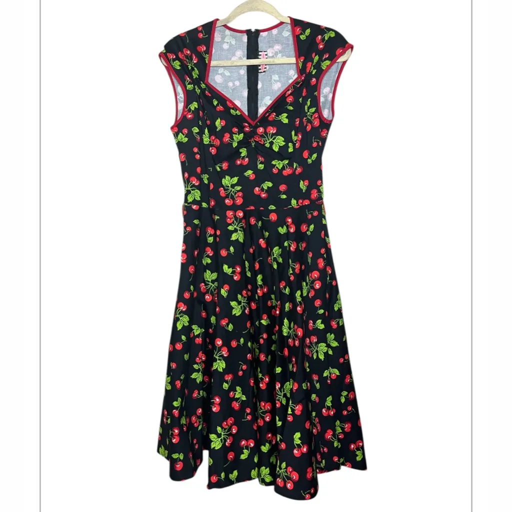Pinup couture rockabilly cherry print dress size XS - Image 2