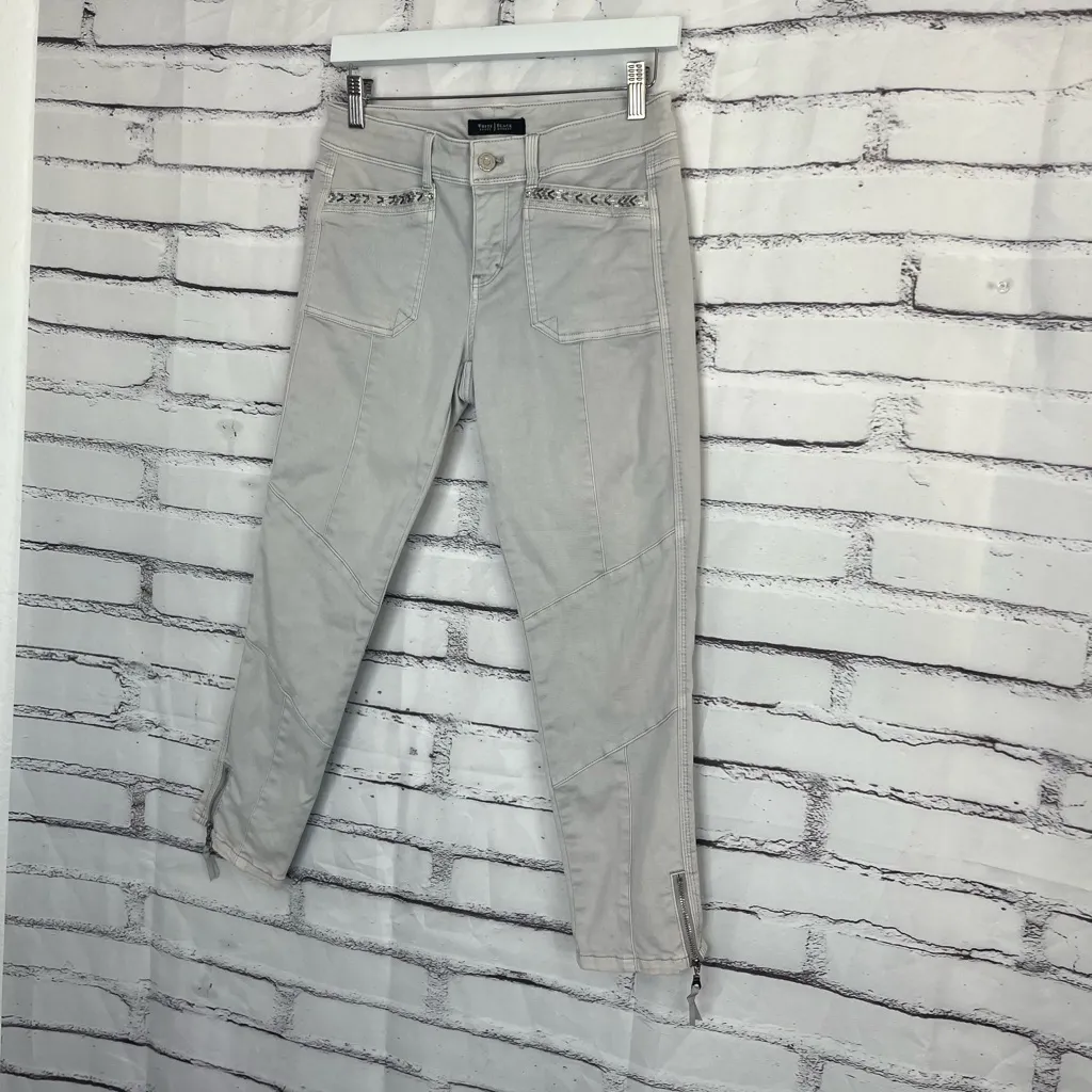 White House Black Market Slim Crop Pants Women’s 2 Gray Moto Zip Stretch Utility - Image 8