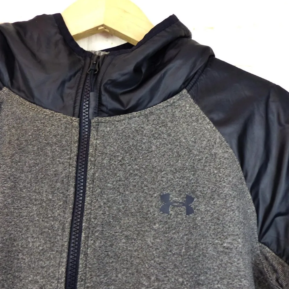 Under Armour Jacket Women M Black Gray ColdGear Fleece Infrared Loose Fit Hooded - Image 3