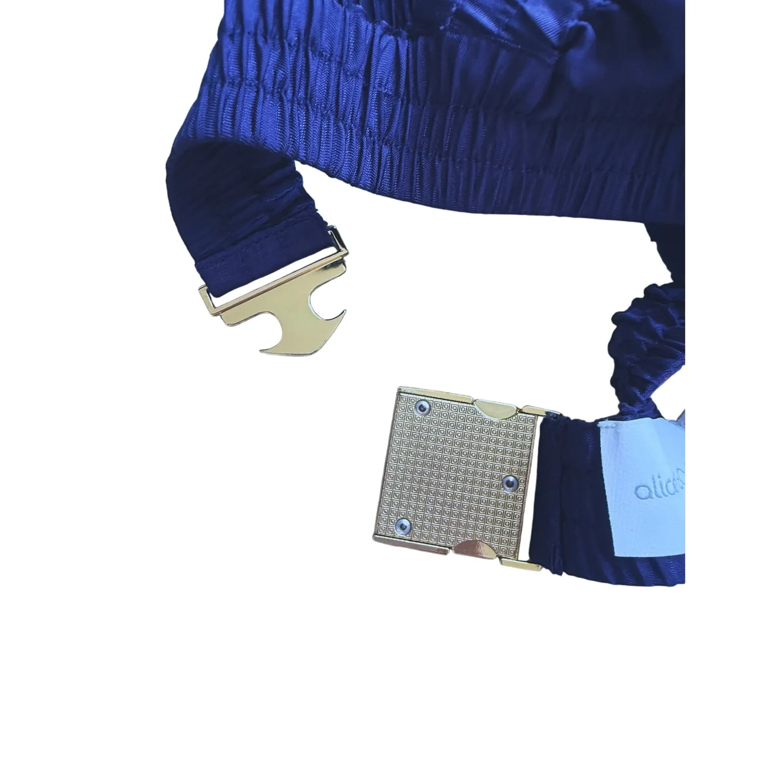 Alice McCall Luxury Swim Bikini Top Smocked Size 2 Navy Blue Vacation Designer - Image 9