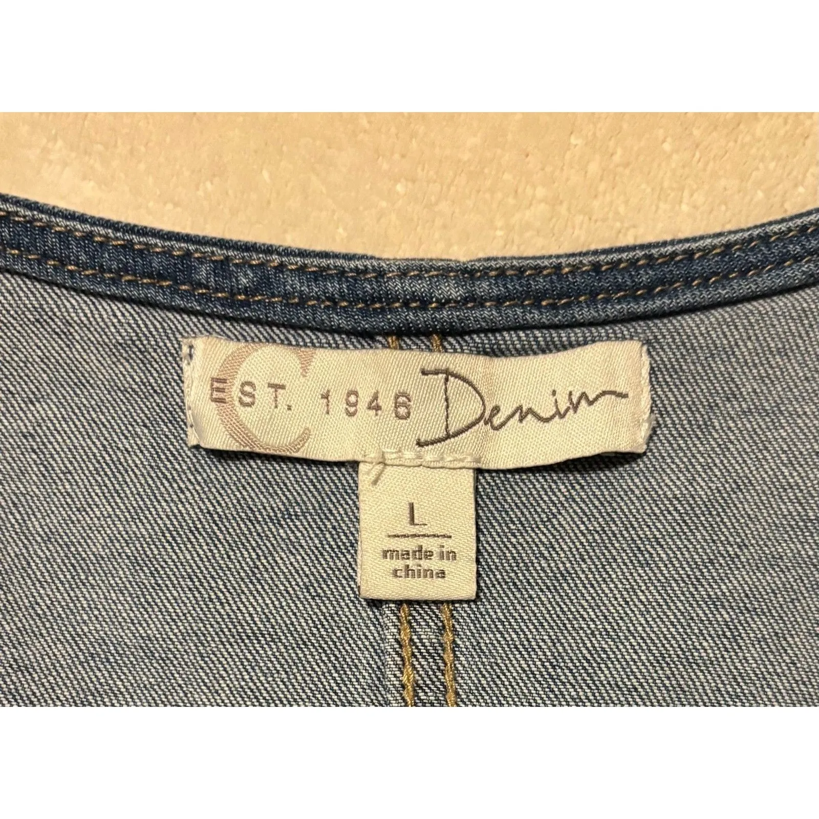 Est 1946 Womens Denim Blue Button Down Vest Patch Pockets Large Western 90s Boho - Image 3