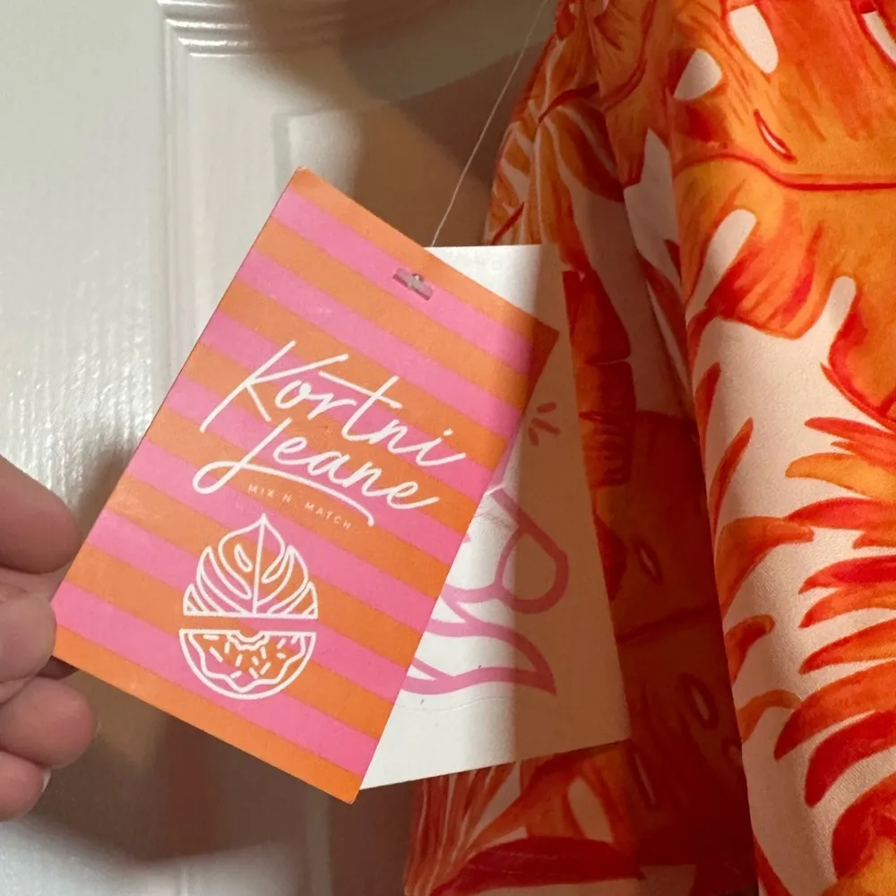 NWT Kortni Jeane Orange Tropical Tank Bikini Top with Ruched High Rise Bottoms - Image 7