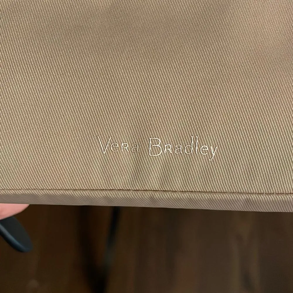 Vera Bradley‎ Crossbody/wristlet wallet. Tan w/black straps. - Image 3