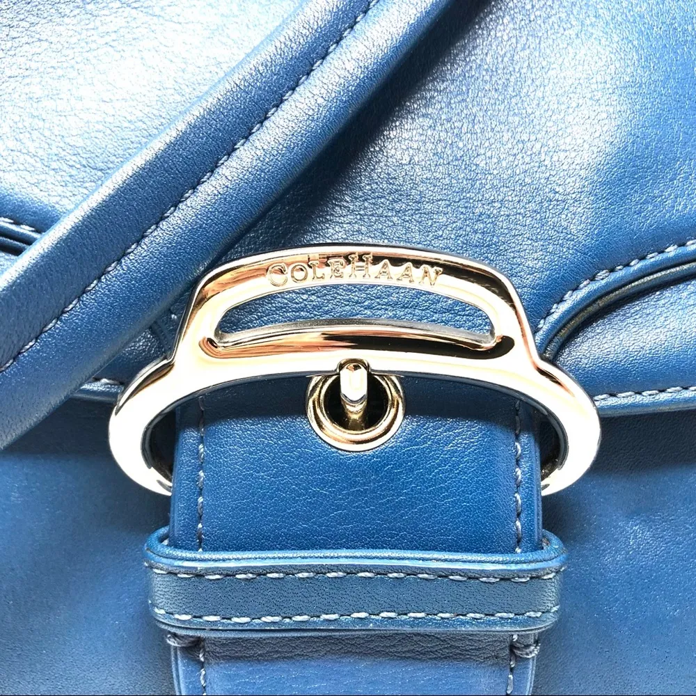 COLE HAAN royal blue roll shoulder bag - Image 12