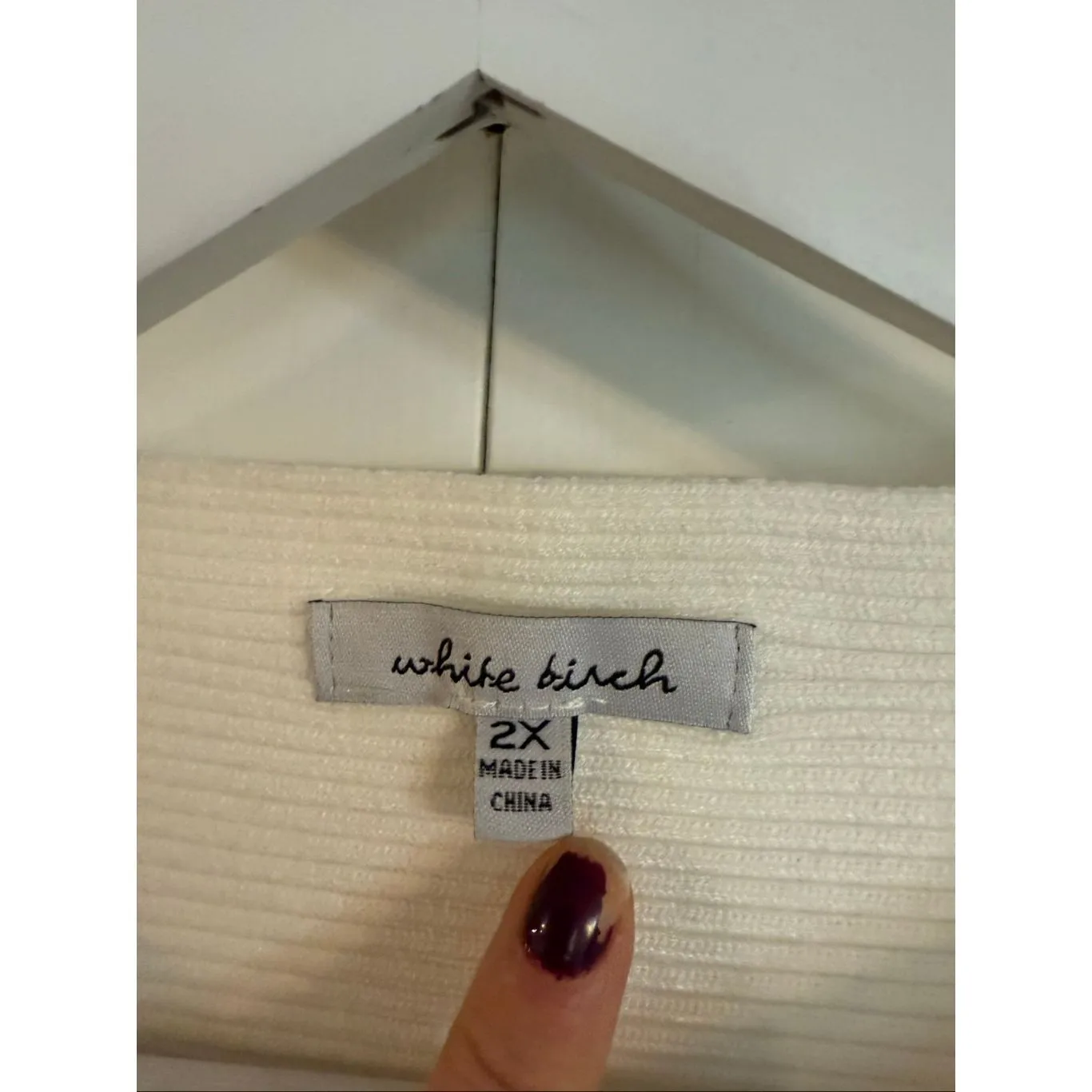 White birch cream ribbed mock neck oversized sweater 2x - Image 3