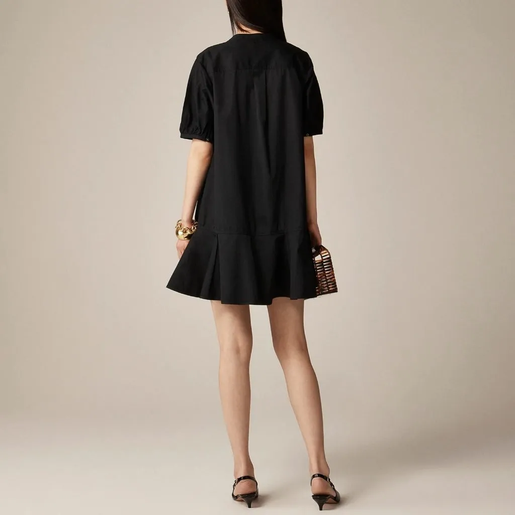 J Crew Delilah Dress In Cotton Poplin Pockets Short Sleeve Black S - Image 2