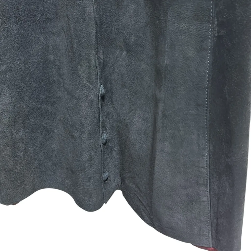 Vera Pelle Vintage Italy Suede Leather Jacket Coat Removable Hood Womens Medium - Image 9