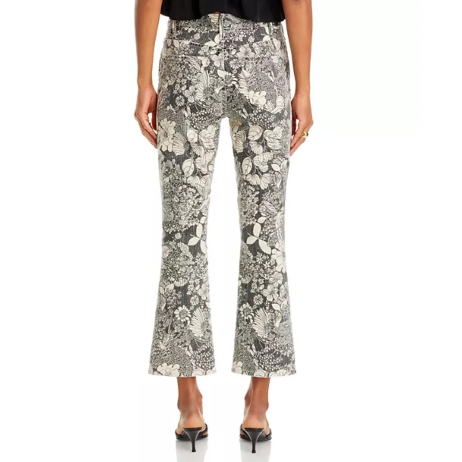 MOTHER jeans Scooter Ankle French Fairy Tale Floral Cropped‎ Flare size 28 Black - Image 4