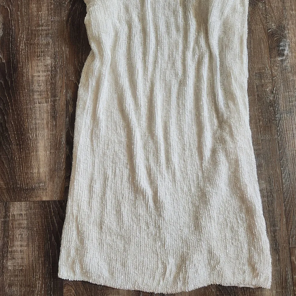 Retrofete Rebecca Sequin Maxi Dress in White Size Large NWT Sleeveless Belt - Image 10