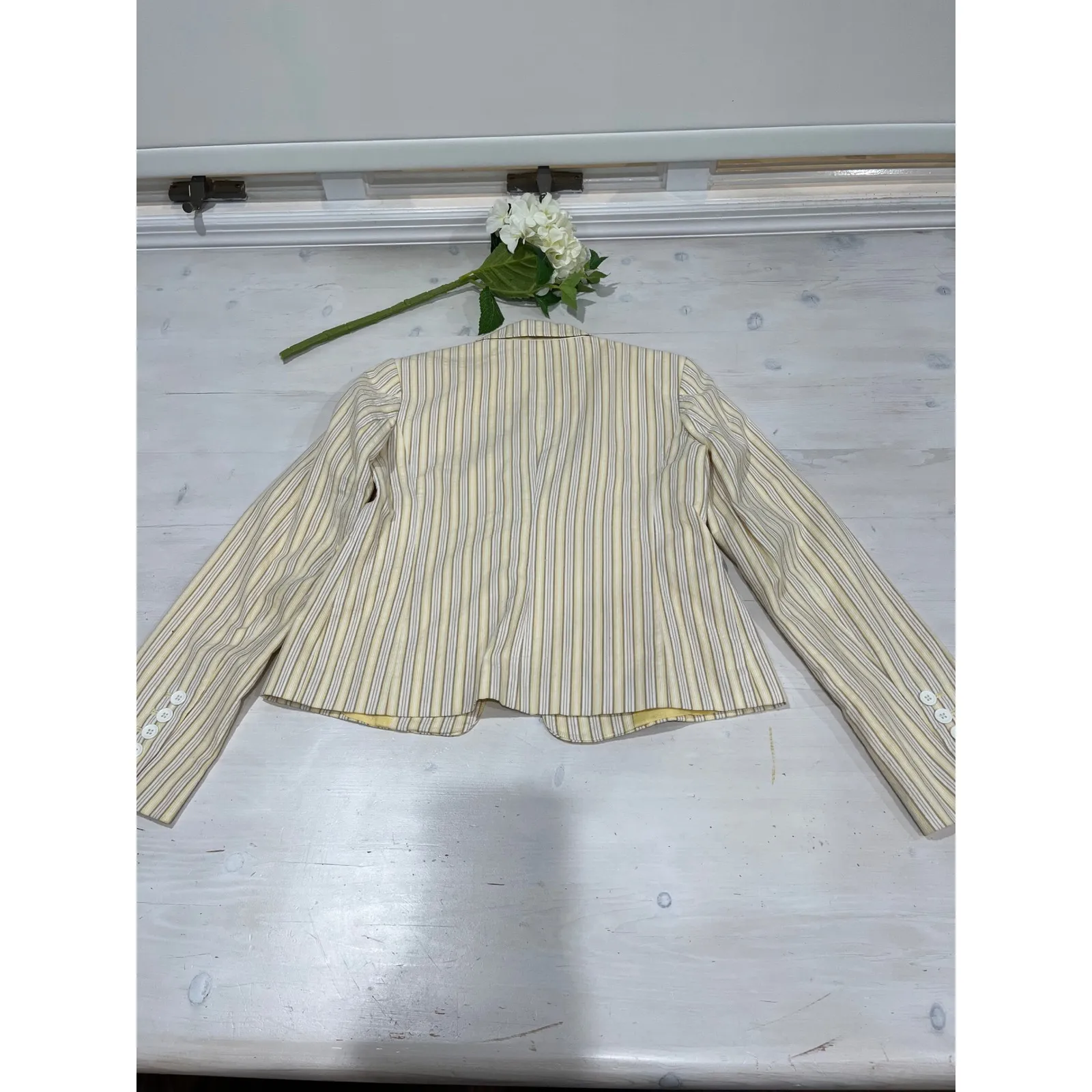 Loft Striped Blazer Size‎ 2 Button Front 100% Cotton Career Casual Cute - Image 9