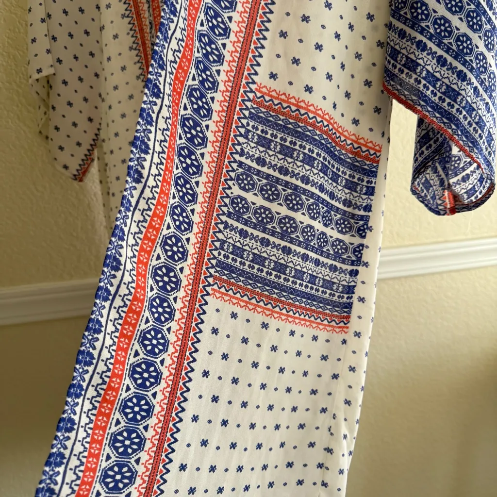 Boho Print Kimono Cardigan Open Front Layering Piece Lightweight Draped Size XL - Image 4