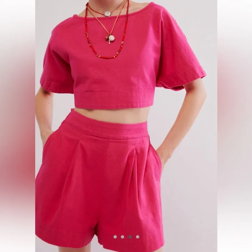Free People Lillian Short & Blouse Matching Co-ord Set Size XL in‎ beetroot pink - Image 9