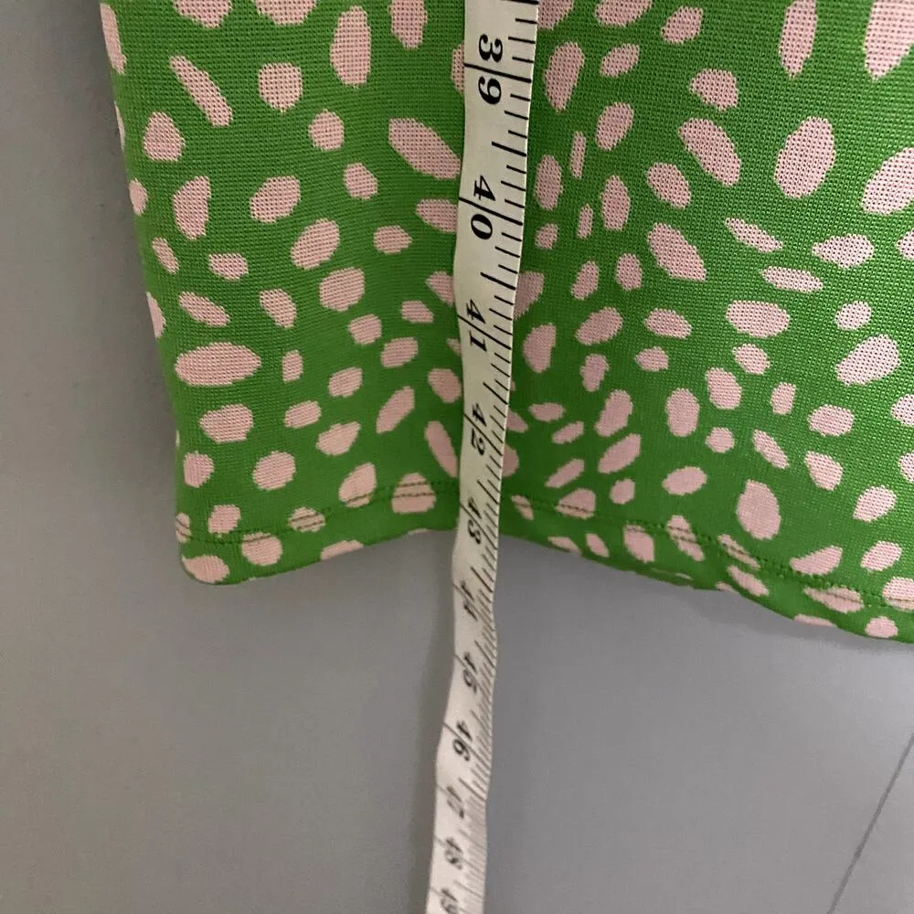 Zara Green Pink Jacquard Spaghetti Straps Straight Neck Fitted Midi Dress L - Image 4