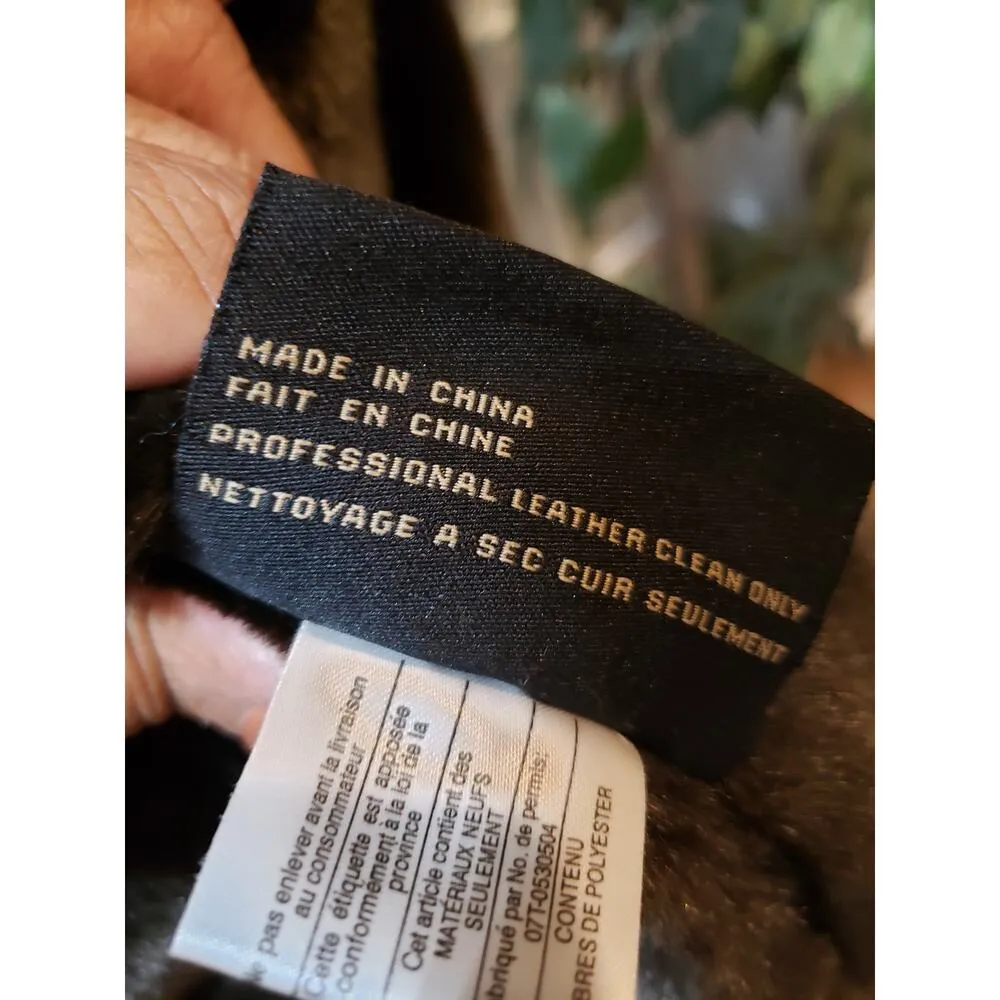 Columbia Leather Jacket Women’s M Black Faux Fur Lined Zip Winter Coat Warm - Image 13