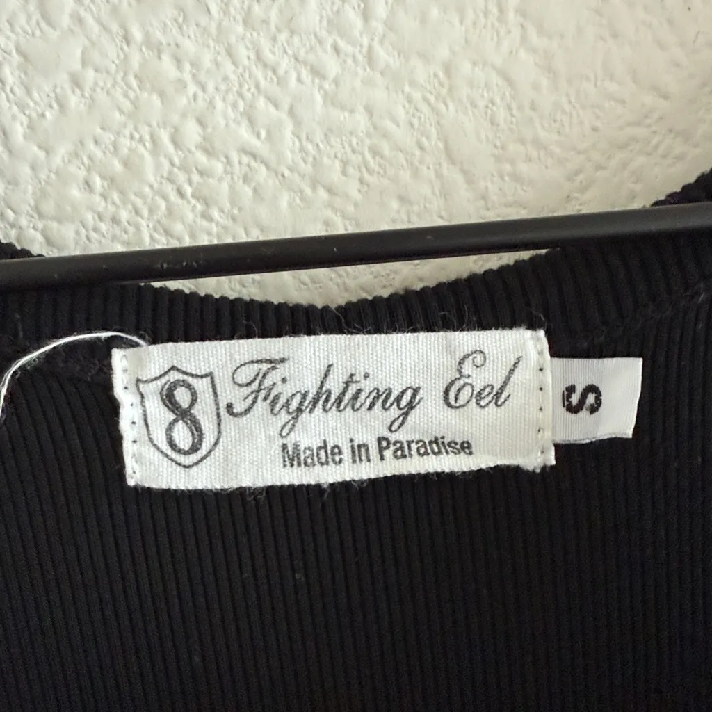 Fighting Eel Ribbed Black Dress Side Slits Small - Image 3