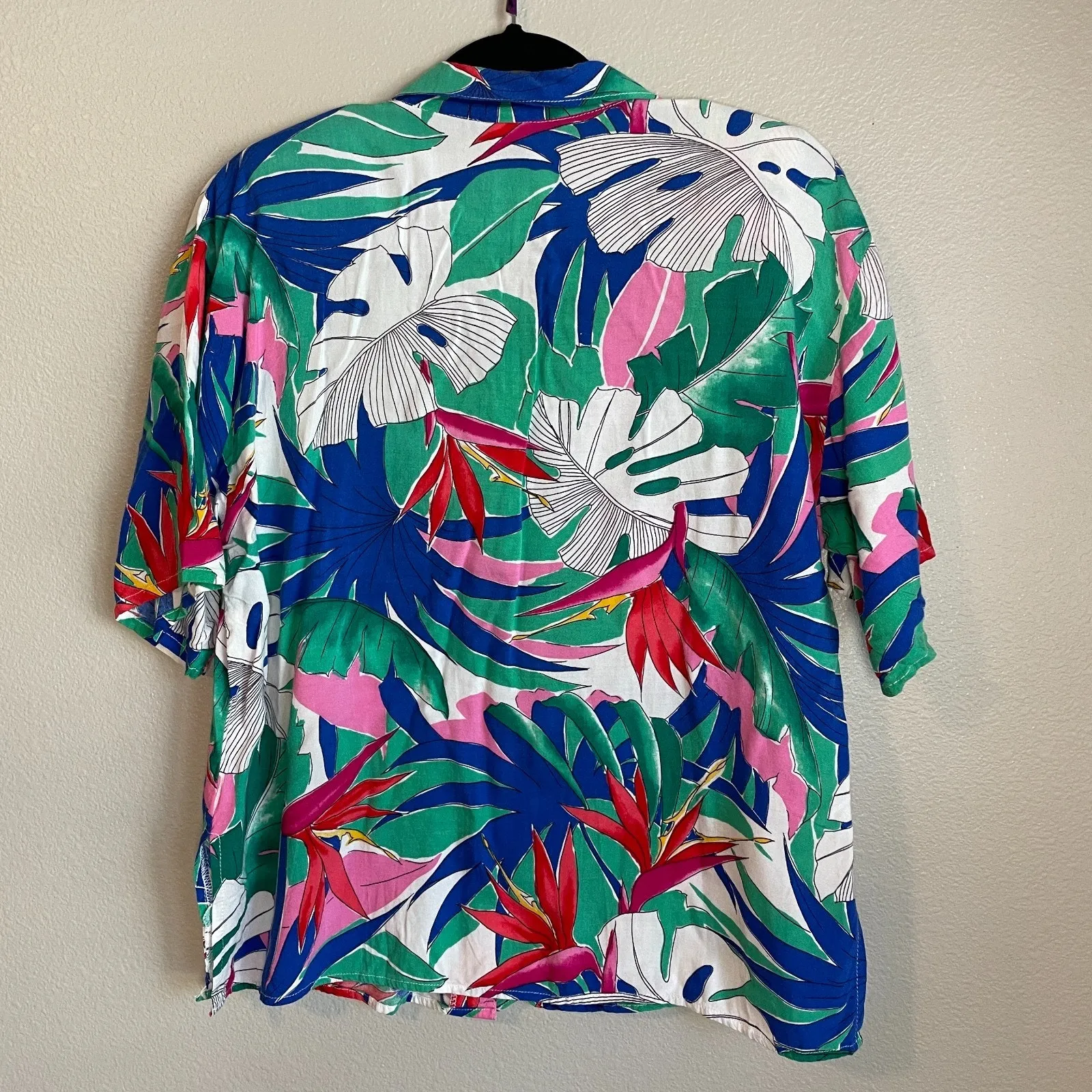 Vintage California Krush Hawaiian Floral Button Front Shirt Tropical Women No Sz Size M - Image 7