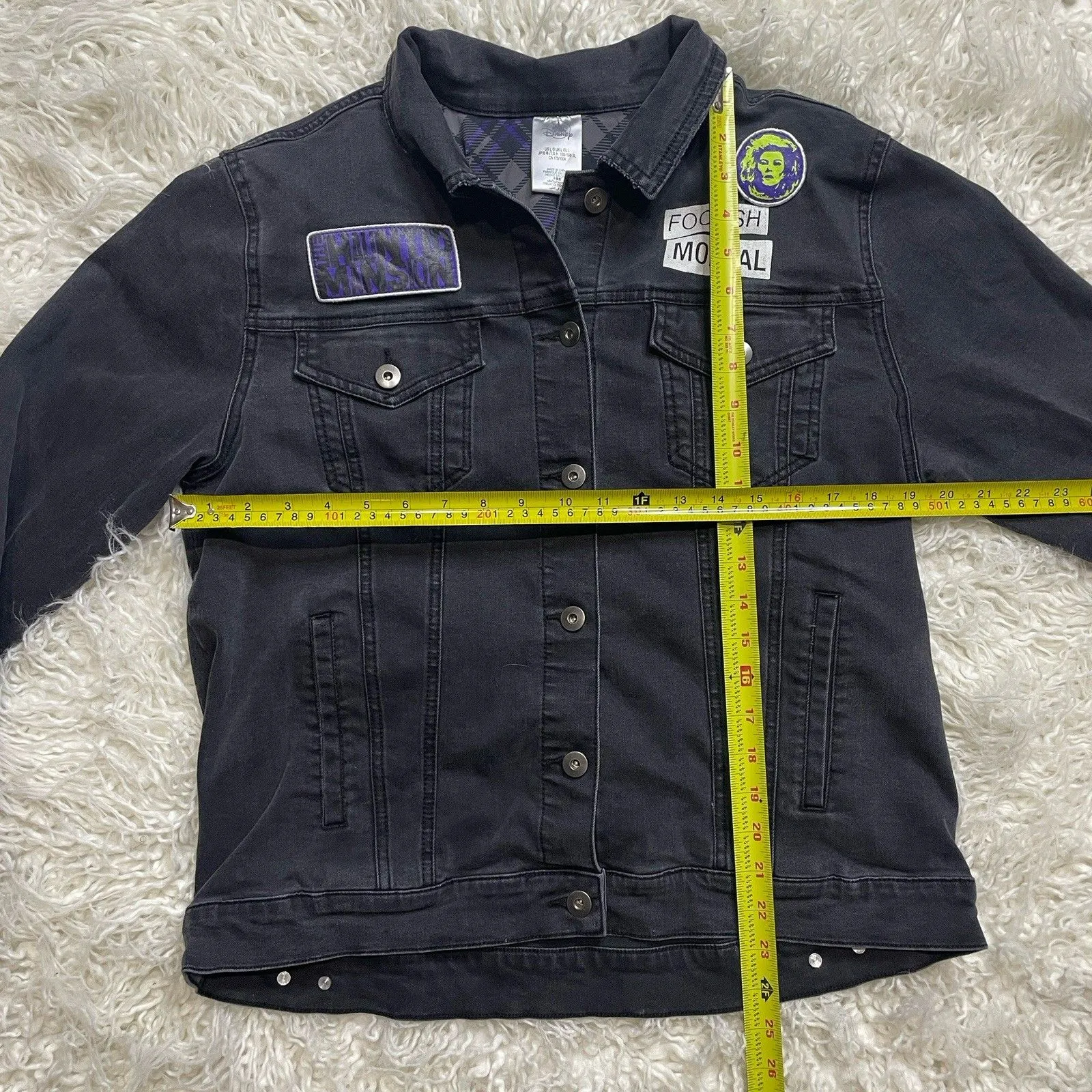 Disney Haunted Mansion Jacket Unisex LG Madame Leota Foolish Mortal Denim Goth - Image 3