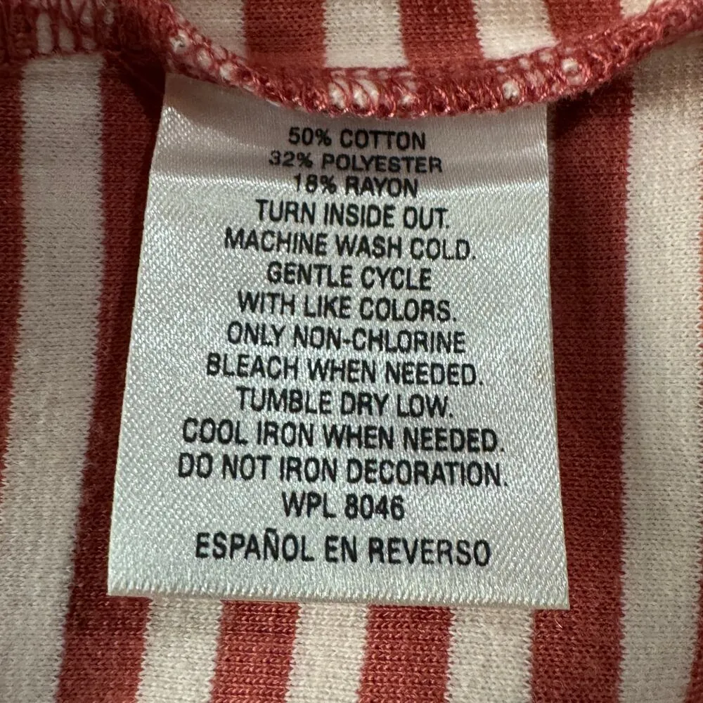 Maison Jules Small Top Striped Embellished 3/4 Sleeve Stretch Round Neck New - Image 7