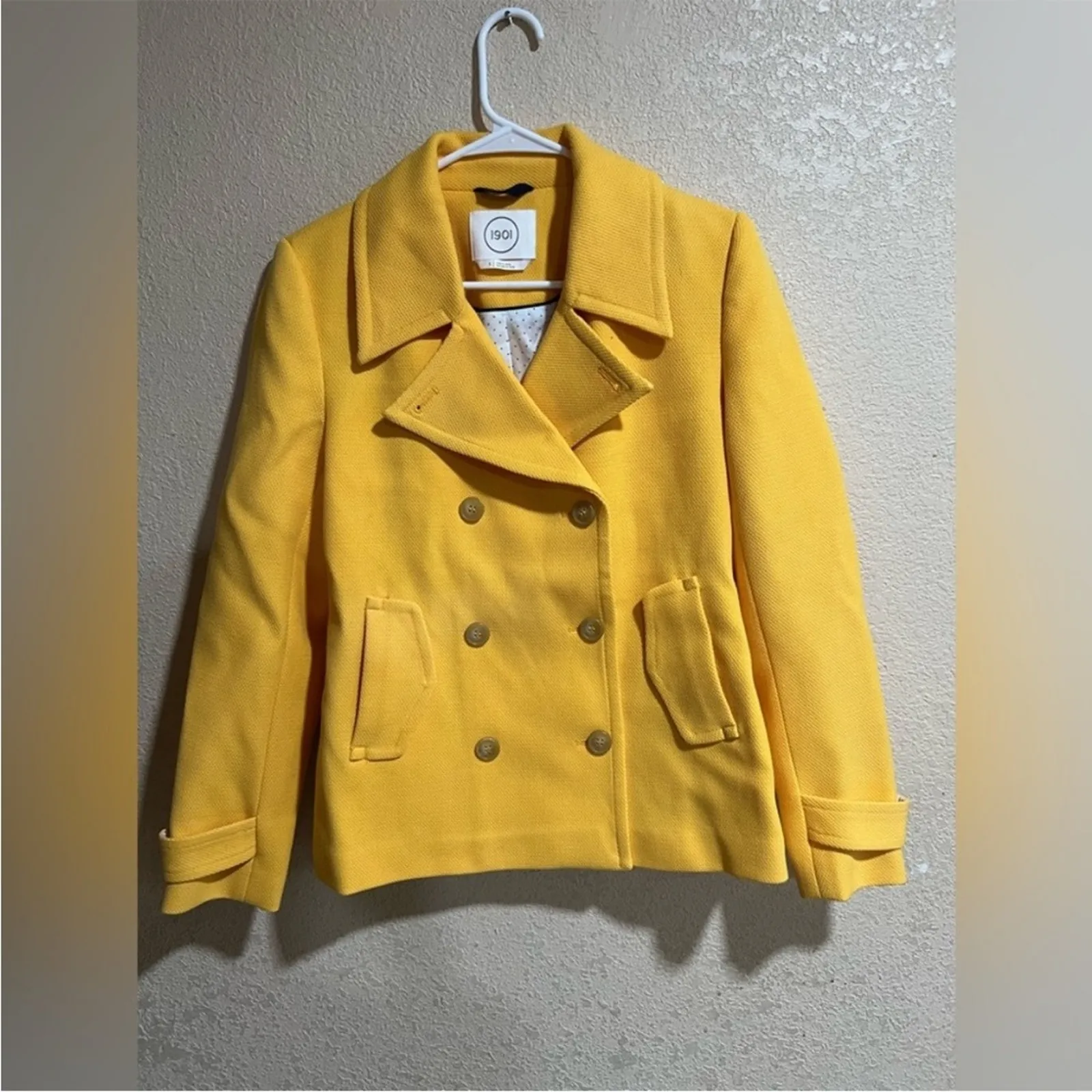 1901 bright yellow rod double breasted coat NEW S - Image 9