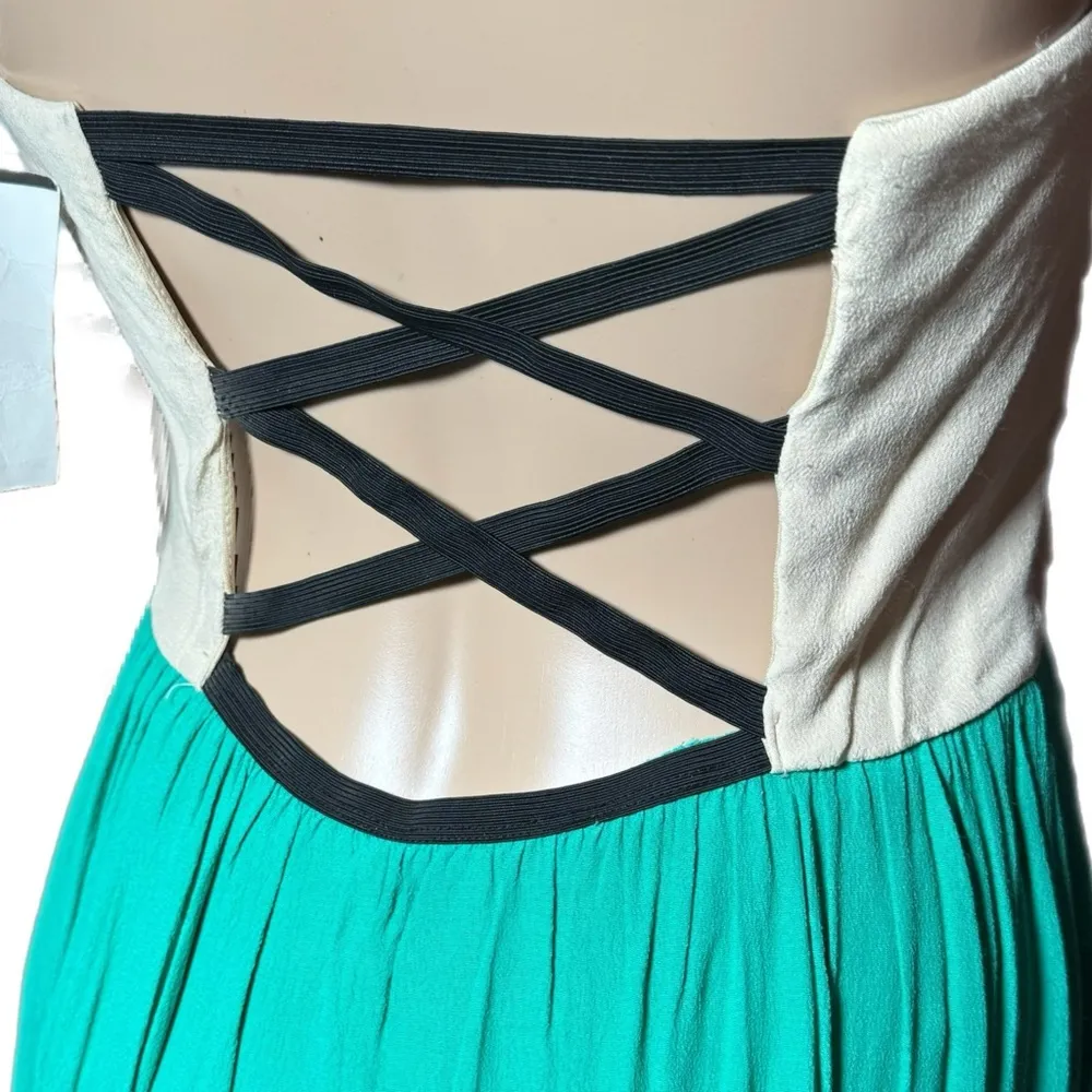 CITY STUDIO Seafoam Taupe Strapless Dress Sz Juniors L Mini Cocktail Party Dance Green - Image 6