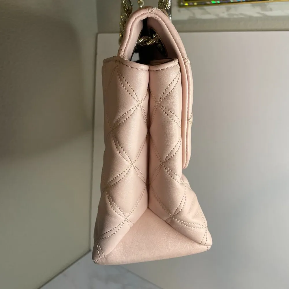 Kate Spade Natalia Medium Flap Crossbody Shoulder Quilted Leather Pink Blush - Image 6