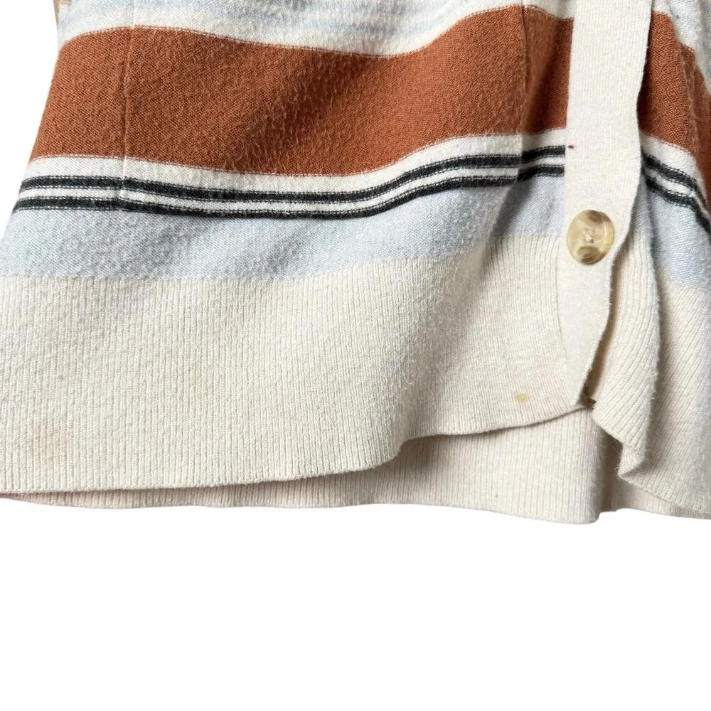 Abercrombie & Fitch Striped Cardigan Grandpacore Sweater Brown Cream‎ Blue, M - Image 7