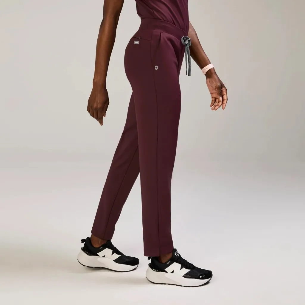 Figs Tena FORMx Slim Tapered Scrub Pants in Burgundy, Size Medium - Image 3