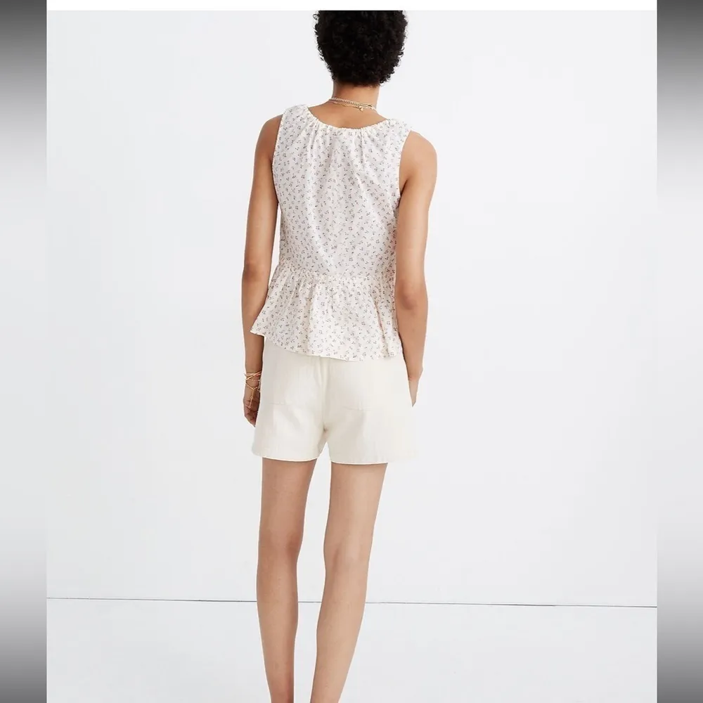 Madewell Shirred Drawstring Tank Top in Bright Buds size medium - Image 4