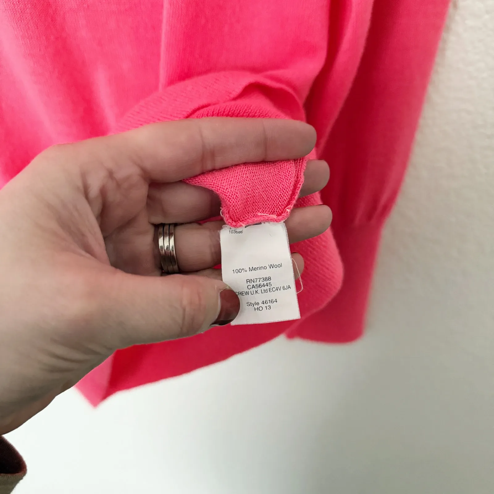 [J. Crew] Bright Pink 100% Merino Wool V-Neck Sweater Lightweight Size Small S - Image 10