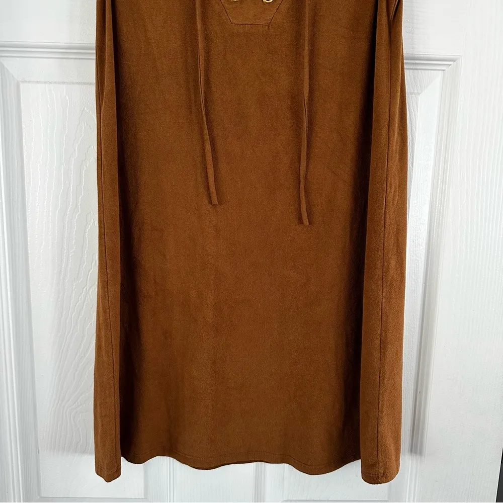 🦋 Sans Souci Brown velvet pullover tie dress Small - Image 6